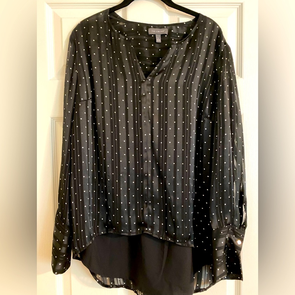 The Limited black w/white polka dot blouse
